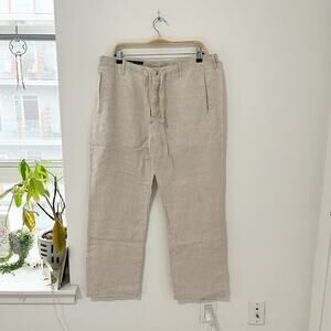 Perry Ellis Men's Tan Linen Relaxed Fit Pants Size 36